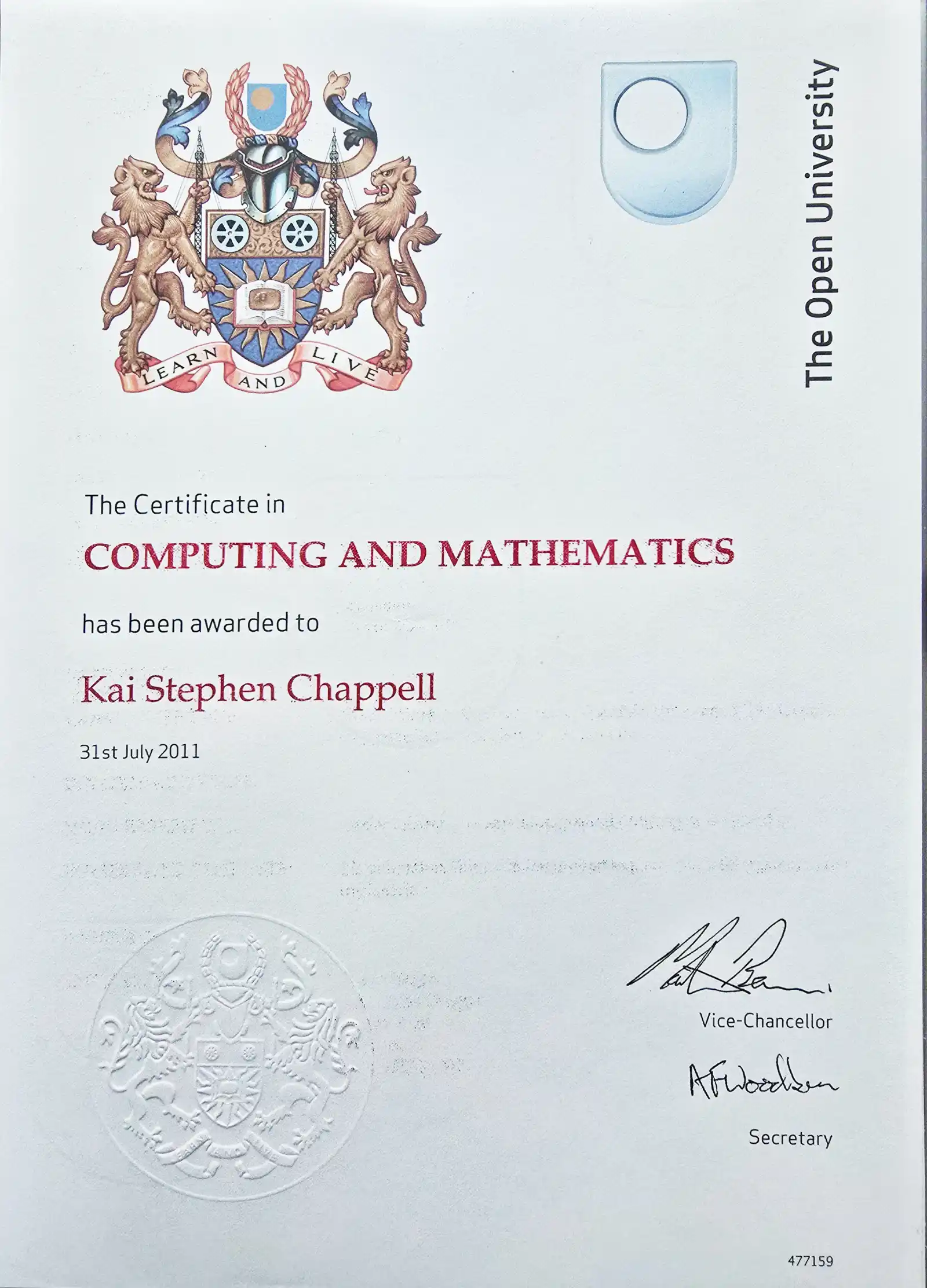 Certificate in Computing and Mathematics certificate thumbnail